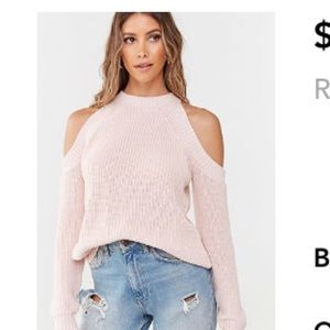 Ribbed Open Shoulder Sweater